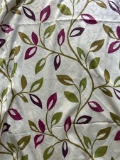 Curtains Cream, Green And Purple Leaf