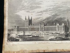 Rare Original Print - Projected New Houses Of Parliament 1836 Printed W J Sears