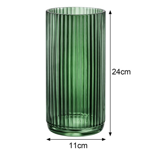 Ribbed glass flower vase - glass,