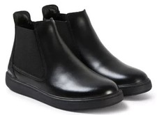 NEW CLARKS STREET EDGE OLDER BOYS BLK LEATHER SCHOOL CHELSEA BOOTS SIZE 3.5 F