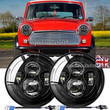 Pair 7"Inch Round LED Headlights Hi/Lo Sealed Beam Fit Classic Rover Mini Austin