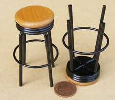 Dolls House Bar Stools 2 Tall Black Metal 1:12 Scale Miniature Furniture tumdee