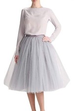 Wedding Petticoat Prom Party Ball Gown Gray women 5 Layers Tulle Tutu Skirt