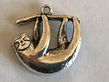 Tibetan Alloy Hanging SLOTH Sloths Charms Pendants Antique Silver 2 Designs