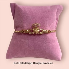 Gold Claddagh Bangle Bracelet
