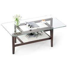 COSTWAY Glass Coffee Table