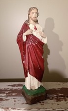 Vintage Antique Plaster Jesus Statue Religious Figure Catholic Religious 32cm