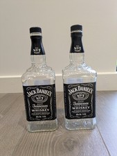 Jack Daniels Old No.7 glass 2 bottles, 1 Litre. Used *UPCYCLE* Good cond.EMPTY