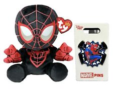 Beanie Babies Marvel Miles Morales Spider-Man 8” Plush & Marvel Disney Pin Set