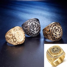 Mens Biker Eagle Badge Signet