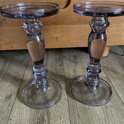 Glass candle holders - , smokey