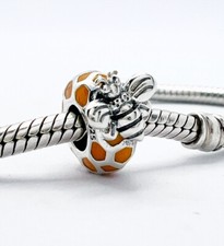 Honey Bumble Bee Charm Bead Spacer Stopper Genuine 925 Sterling Silver 💖