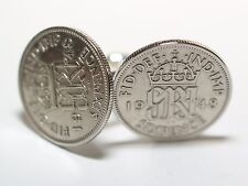 77th birthday cufflinks Lucky sixpence - Genuine polished 1948 sixpence