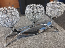 Silver Crystal Candle Holder
