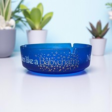 Babycham Advertising Ashtray Blue Glass Mancave Breweriana Pub Bar Baby Cham