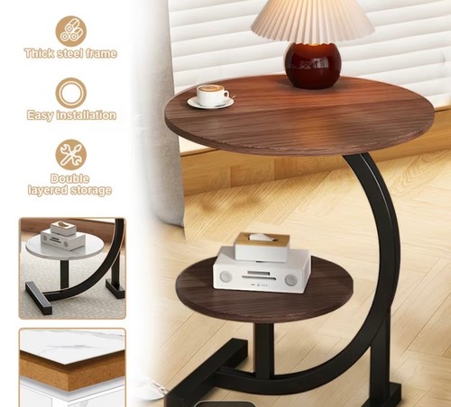 Tier side table black - 2-tier,
