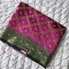 Pink Green Katan Saree  Mendhi