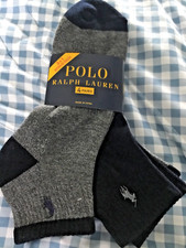 Mens Polo Ralph Lauren Sports Ankle cut socks Navy + Grey Pack of 4 size 6-12.5