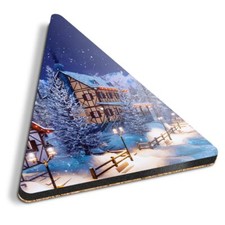 1x Triangle Coaster - Alpine Mountain Town Ski Snowboard #16516