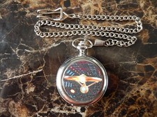 ENTERPRISE NCC 1701 (GOLD) STAR TREK CHROME POCKET WATCH WITH CHAIN