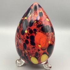 Footed Glass hand blown hollow Egg 17cms tall VGC