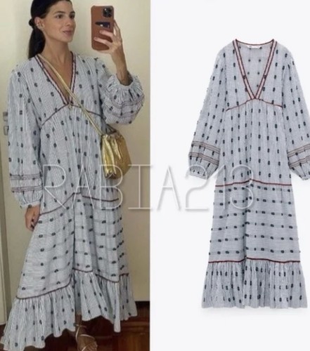Zara white blue - blue, print