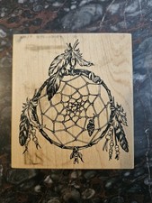PSX 1996 K-2001 Feather Dreamcatcher Rubber Stamp Wooden Handle
