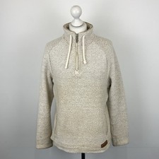 Weird Fish Macaroni 1/4 Zip Jumper Sweater Oatmeal Size 12 UK Ladies Womens