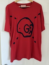 Gucci Men’s Red Logo Short Sleeve T Shirt Medium 100% Authentic