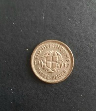 UK Three Pence Silver/Grey Color Emblem Coin (1937)