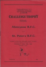 Abercynon v St Peter's Wrexham Lager Challenge Trophy 28 Apr 1988 RUGBY PROG