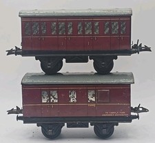 2x VINTAGE HORNBY O GAUGE BR 1ST CLASS PASSENGER COACH & BRAKE VAN MODELS A