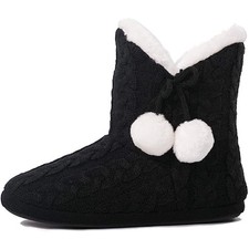 Women's Black Knitted Slipper