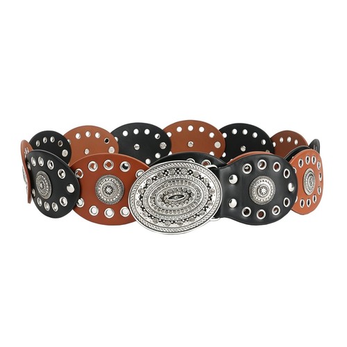 Western concho leather belt - western,