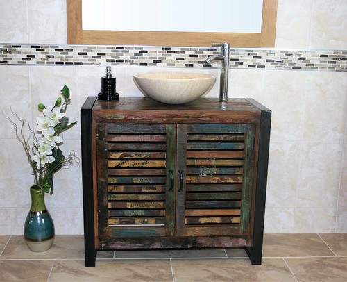 Reclaimed wood bathroom unit - wood,