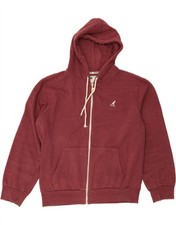 KANGOL Mens Zip Hoodie Sweater XL Burgundy Cotton DE14