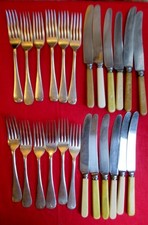 24 Vintage Sheffield Silver Plate & Stainless Steel Cutlery Large Knives & Forks