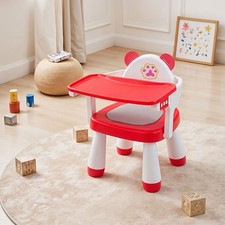 Cute Baby Feeding Dining Chair with PU Seat & Fun Noises for Kids Infant Toddler
