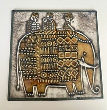 Lisa Larson Ceramic Gustavsberg Sweden Tile Elephant Plaque Wall Hanging