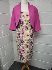 Tina Taylor Formal Cream & Pink Floral Print Dress & Pink Bolero.Size 14.MOB PWB