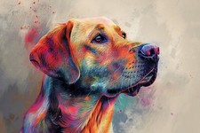 Labrador Retriever Dog Canvas Picture Print Wall Art  - Colour Splash