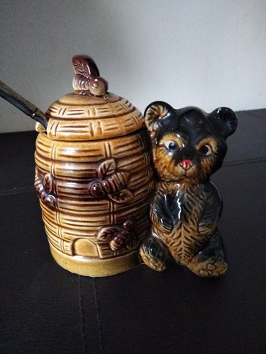 Vintage honey pot - honey, ceramic
