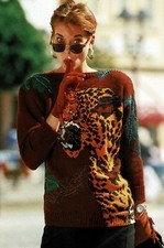 Ladies sweater chunky Machine knitting pattern intarsia jumper. Woman's pullover