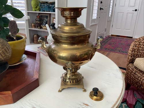Vintage brass charcoal samovar - vintage,