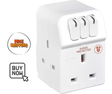 Masterplug three socket surge - three,