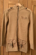 VINTAGE 90s Next 100% Cotton Longline Womens Zip Cardigan Jumper Small  FREE P&P