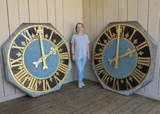 Large Antique Decorative Lead Octagonal Clock Face with Hands - Time Piece UKAA