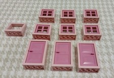 Lego Vintage Windows and Doors Rare Rose Pink Colour 2x4x5 Doors 2x4x3 Windows A