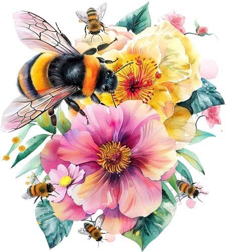 Colourful floral bumble bee - floral,