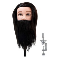 14" 100% Men's Real Hair Salon Barber Hairdressing Training Head Mannequin Doll